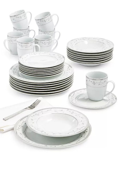 Fitz and Floyd Platinum Vine 32-Piece Dinnerware Set, Service For 8